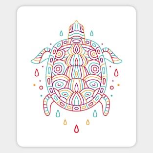 Turtle Colorful Monoline Magnet